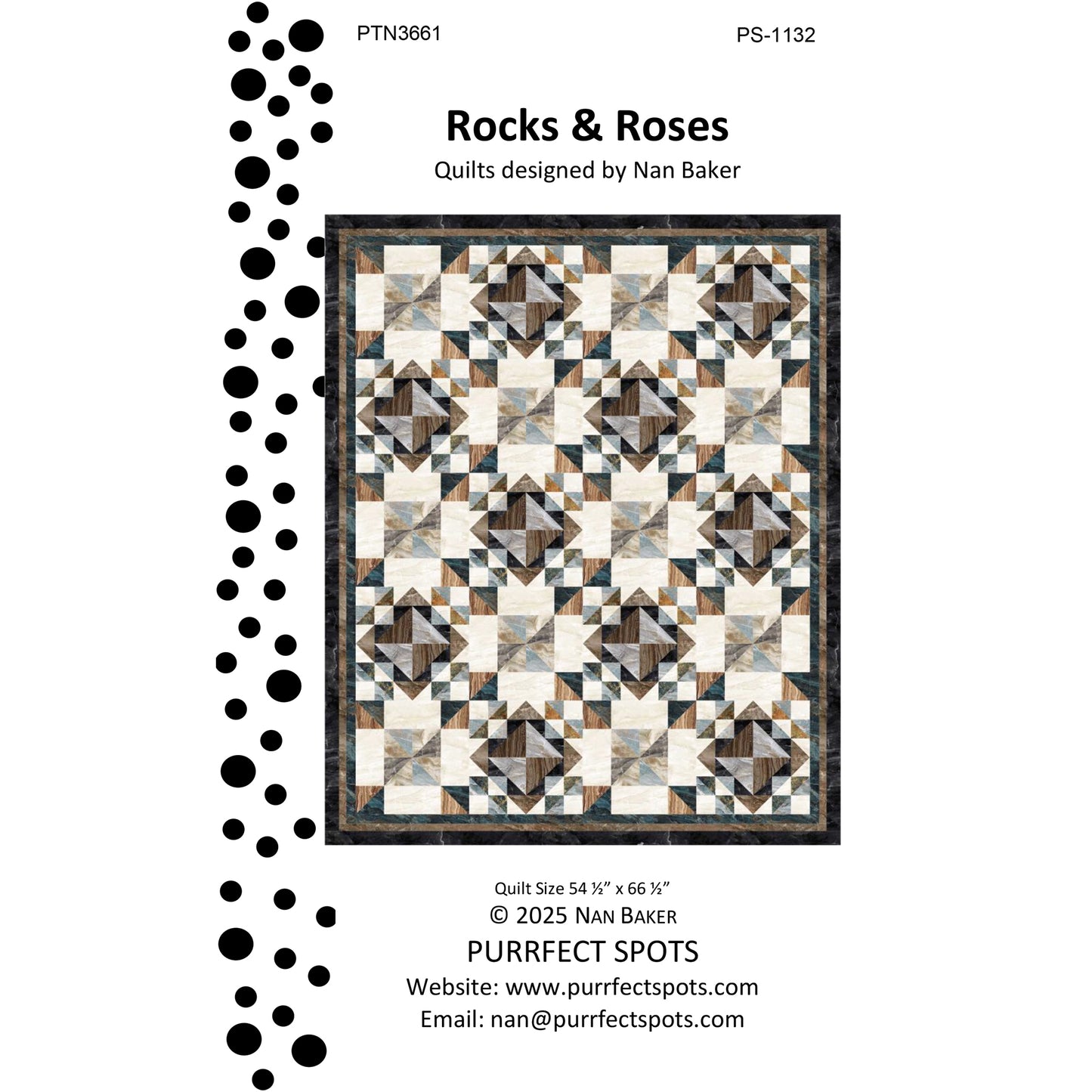 Cover image of pattern for Rocks and Roses quilt.