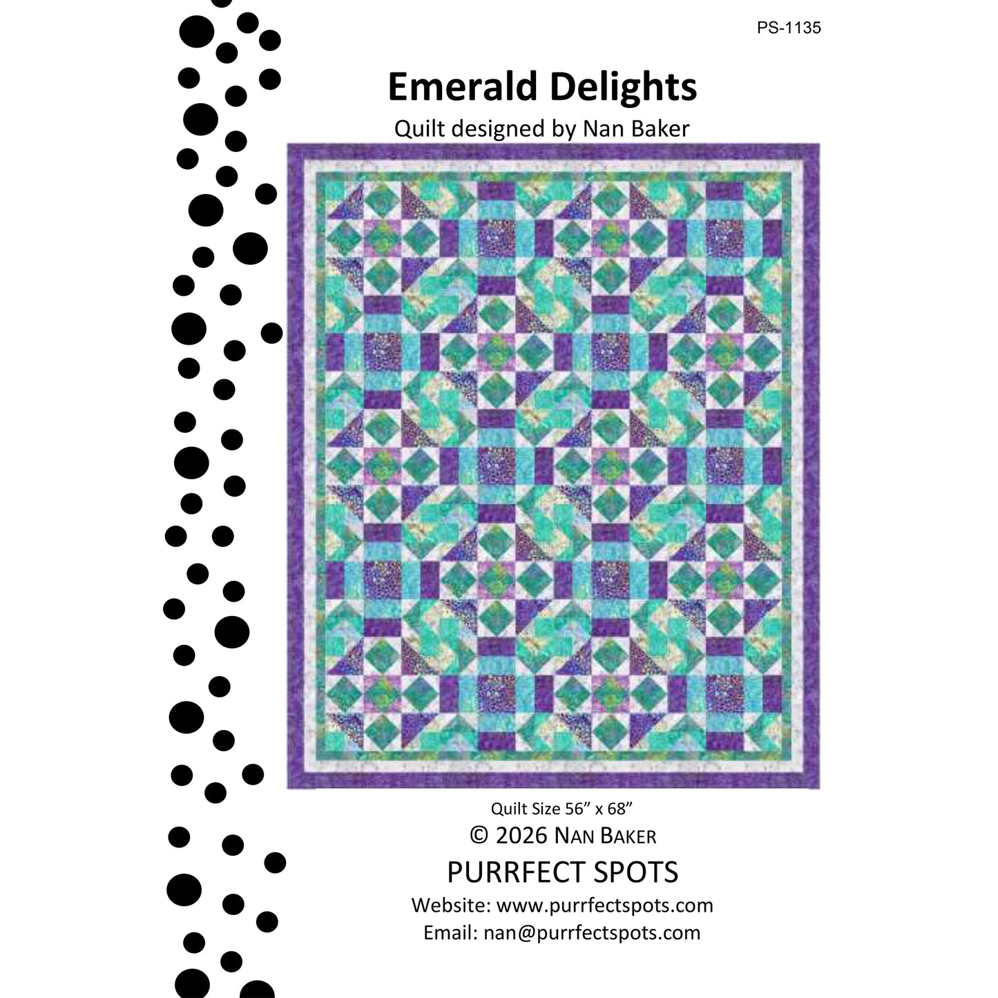 Cover image of pattern for Emerald Delights quilt.
