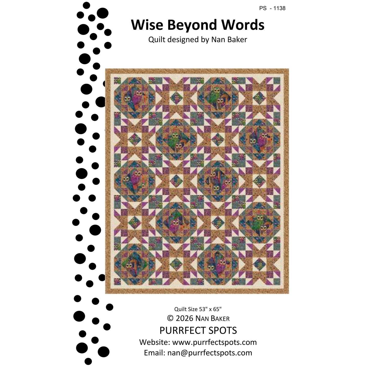 Cover image of pattern for Wise Beyond Words quilt.