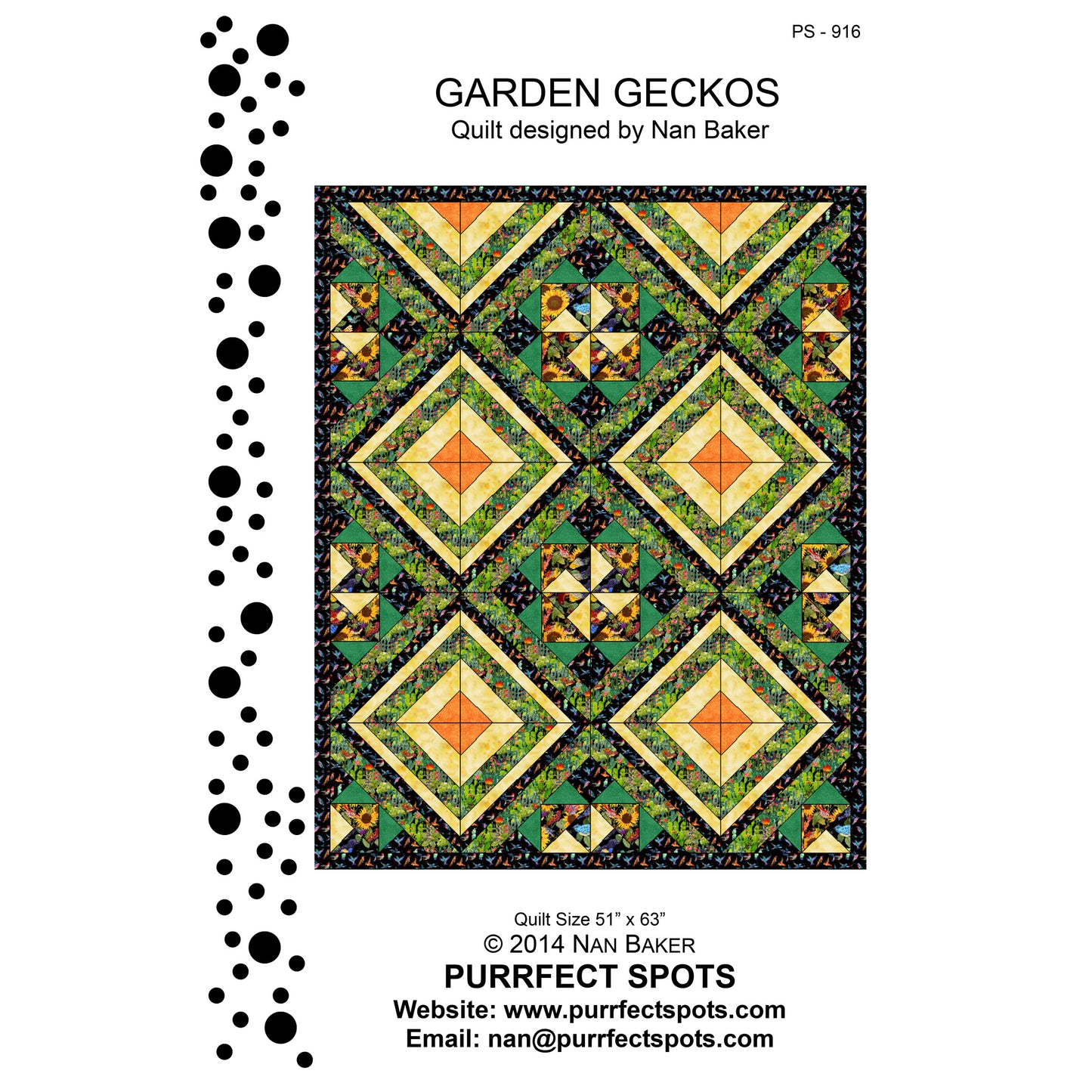 Garden Geckos Quilt Pattern PS-916 - Paper Pattern