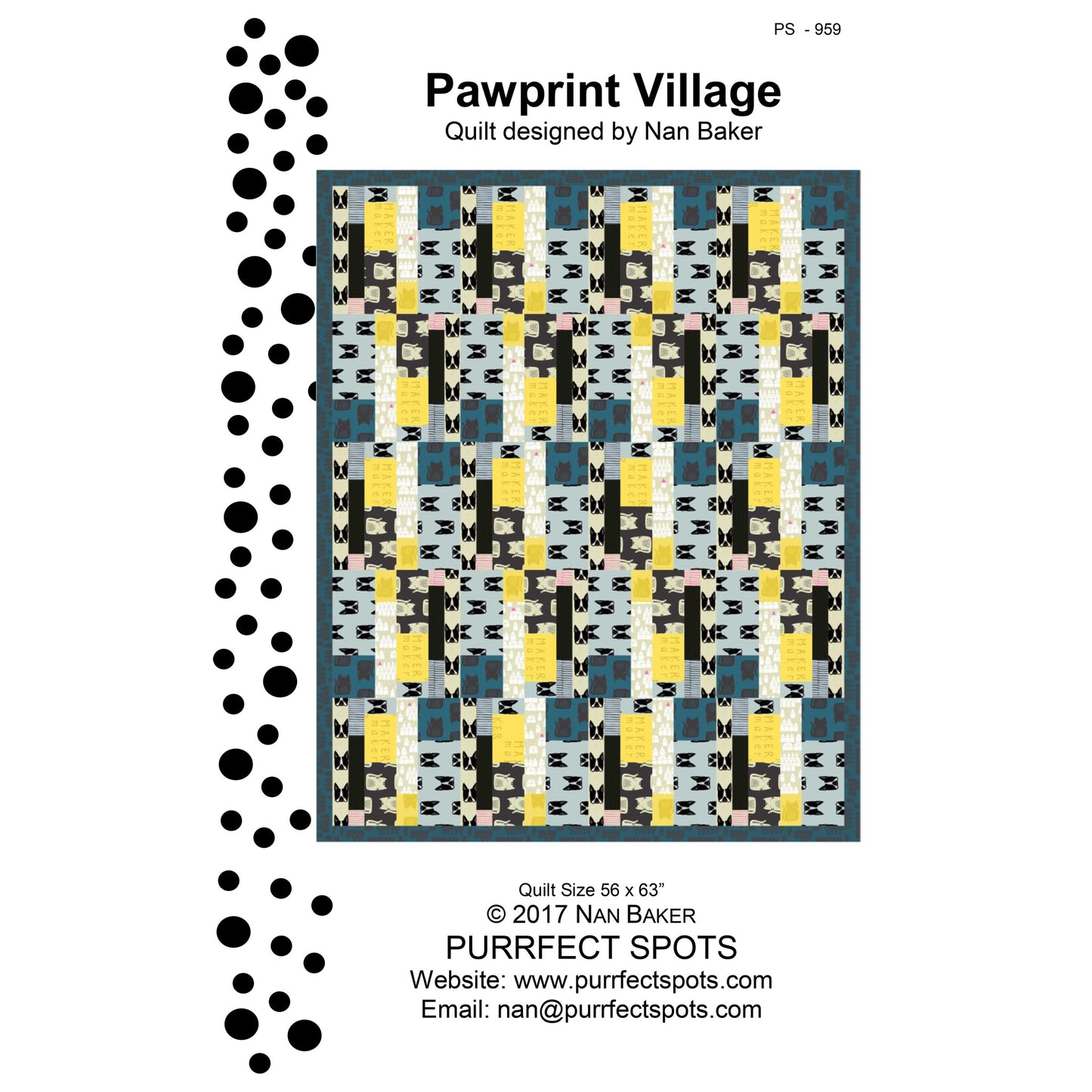 Pawprint Village Quilt PS-959e - Downloadable Pattern