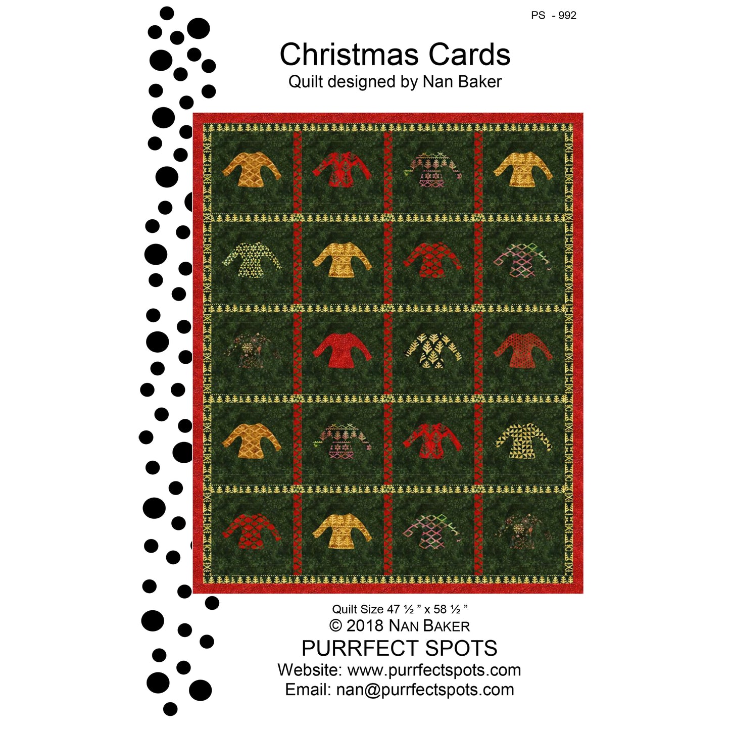 Christmas Cards Quilt Pattern PS 992 - Paper Pattern
