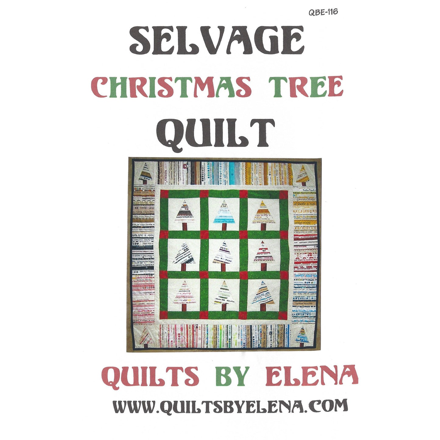 Selvage Christmas Trees Quilt QBE-116e - Downloadable Pattern