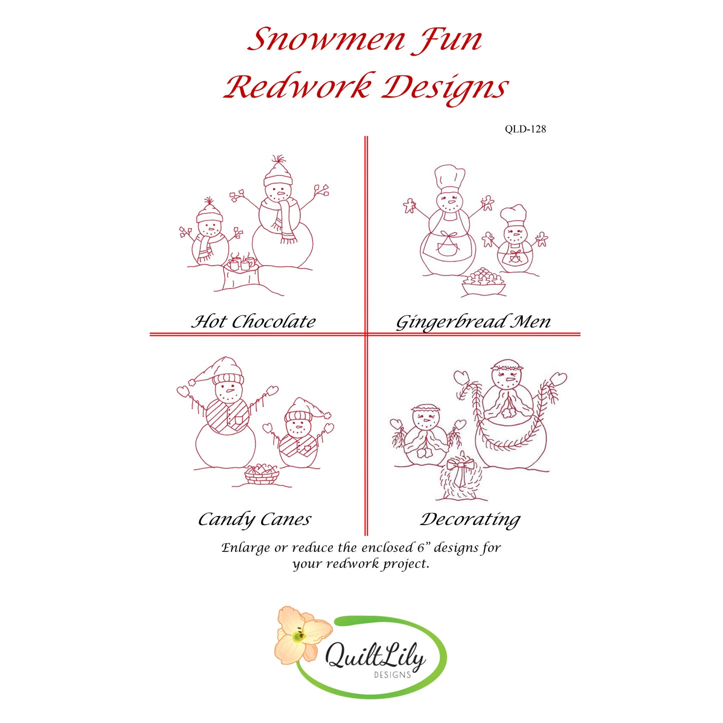 Snowmen Fun Embroidery QLD-128e - Downloadable Pattern