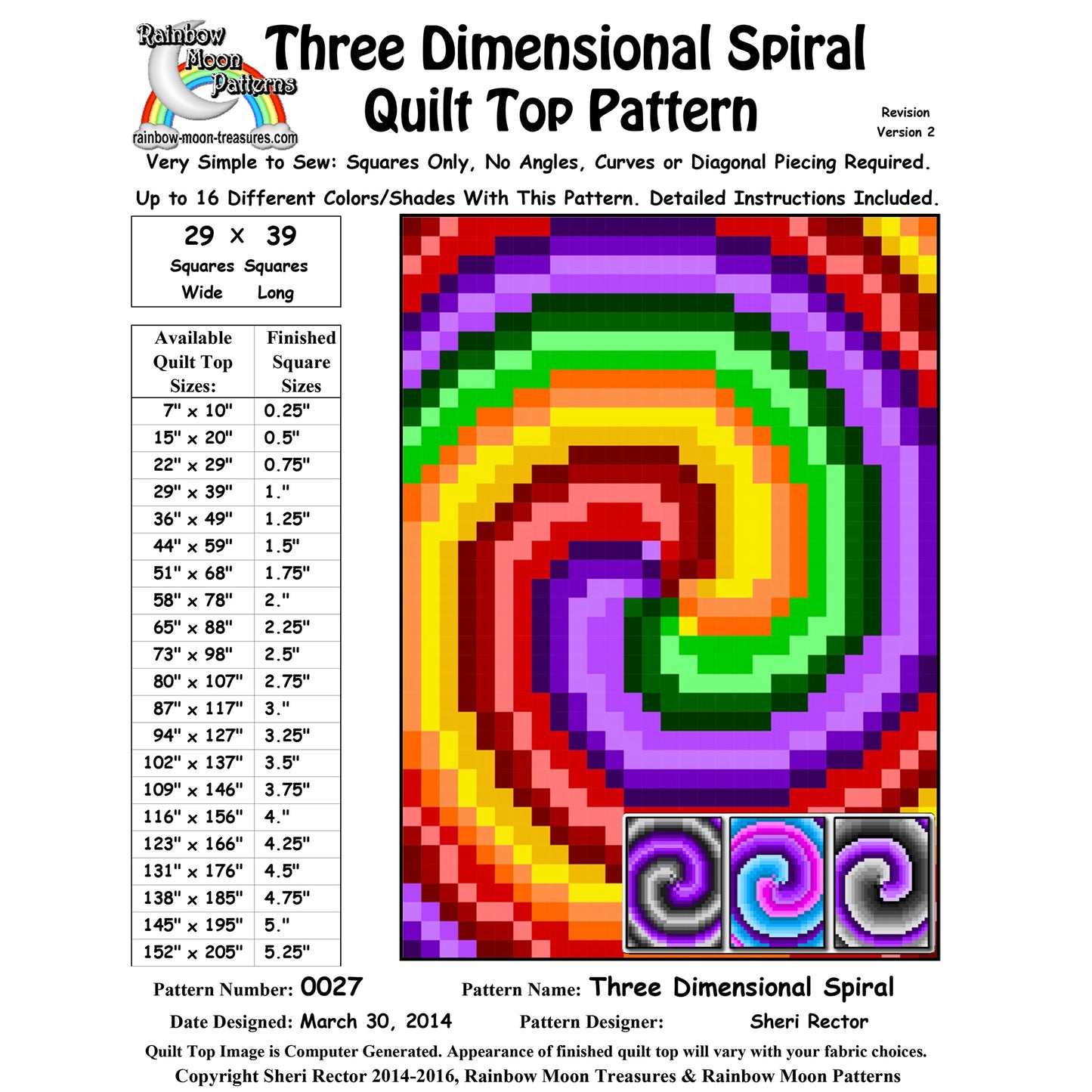 Three Dimensional Spiral Quilt RMT-0027e - Downloadable Pattern