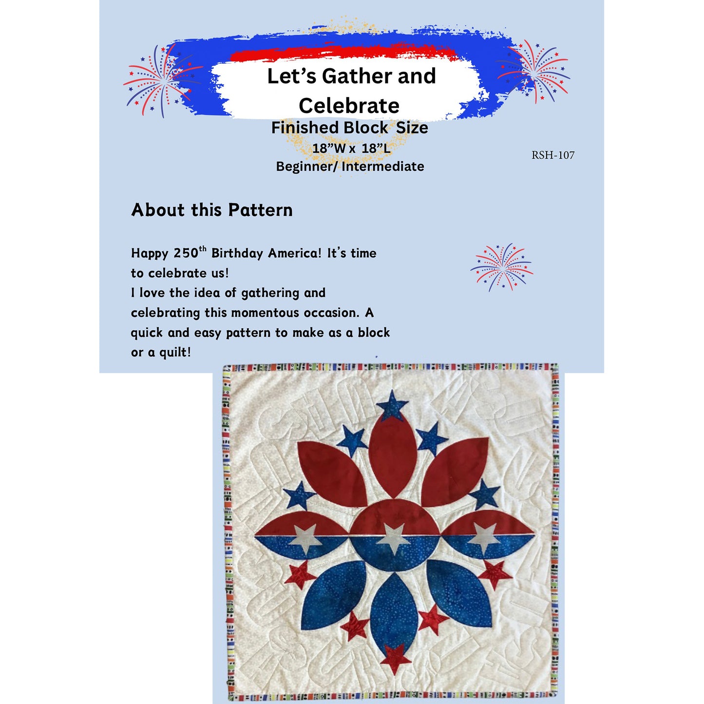 Let’s Gather and Celebrate Quilt RSH-107e - Downloadable Pattern