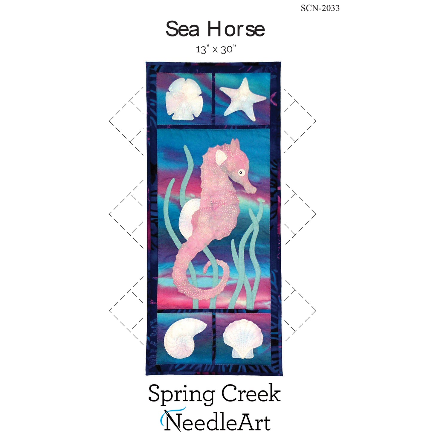 Image of pattern cover for Sea Horse quilt.