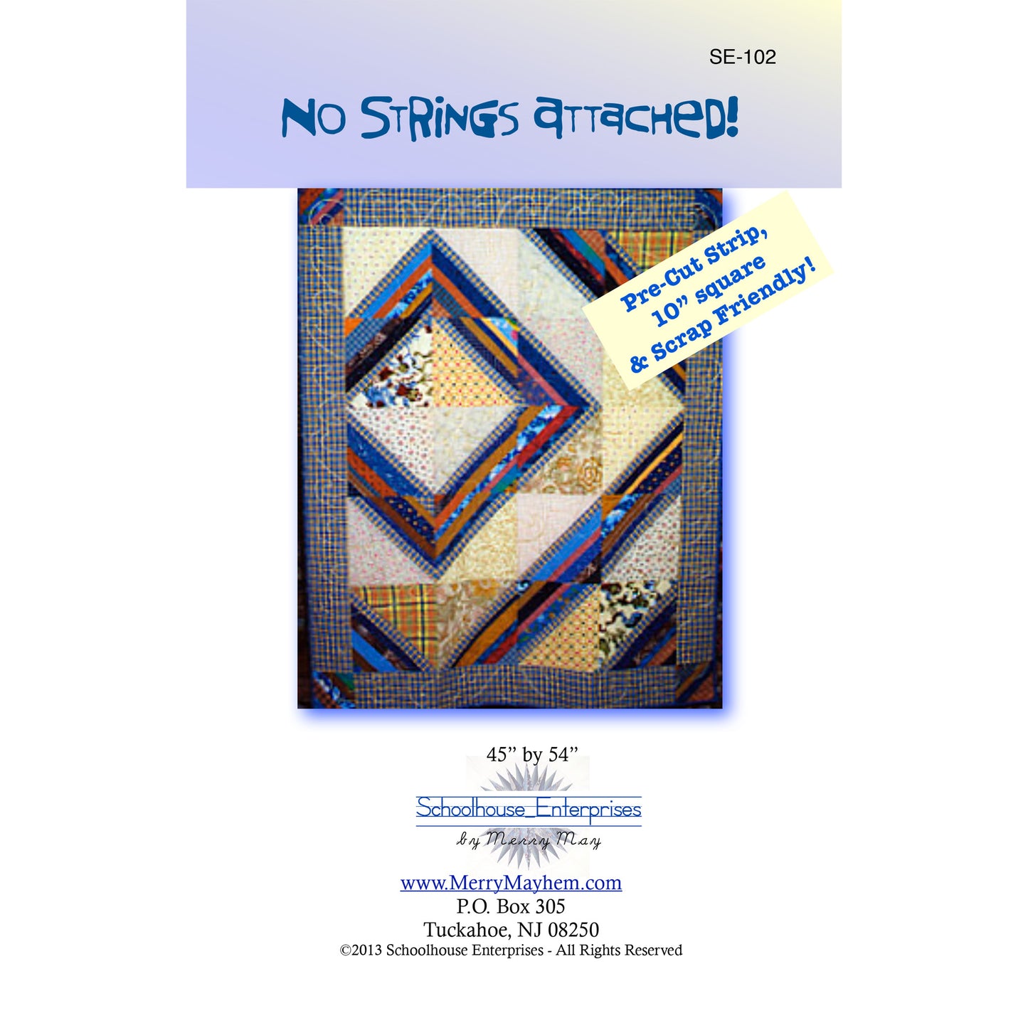 Image of the cover of the No Strings Attached quilt pattern.