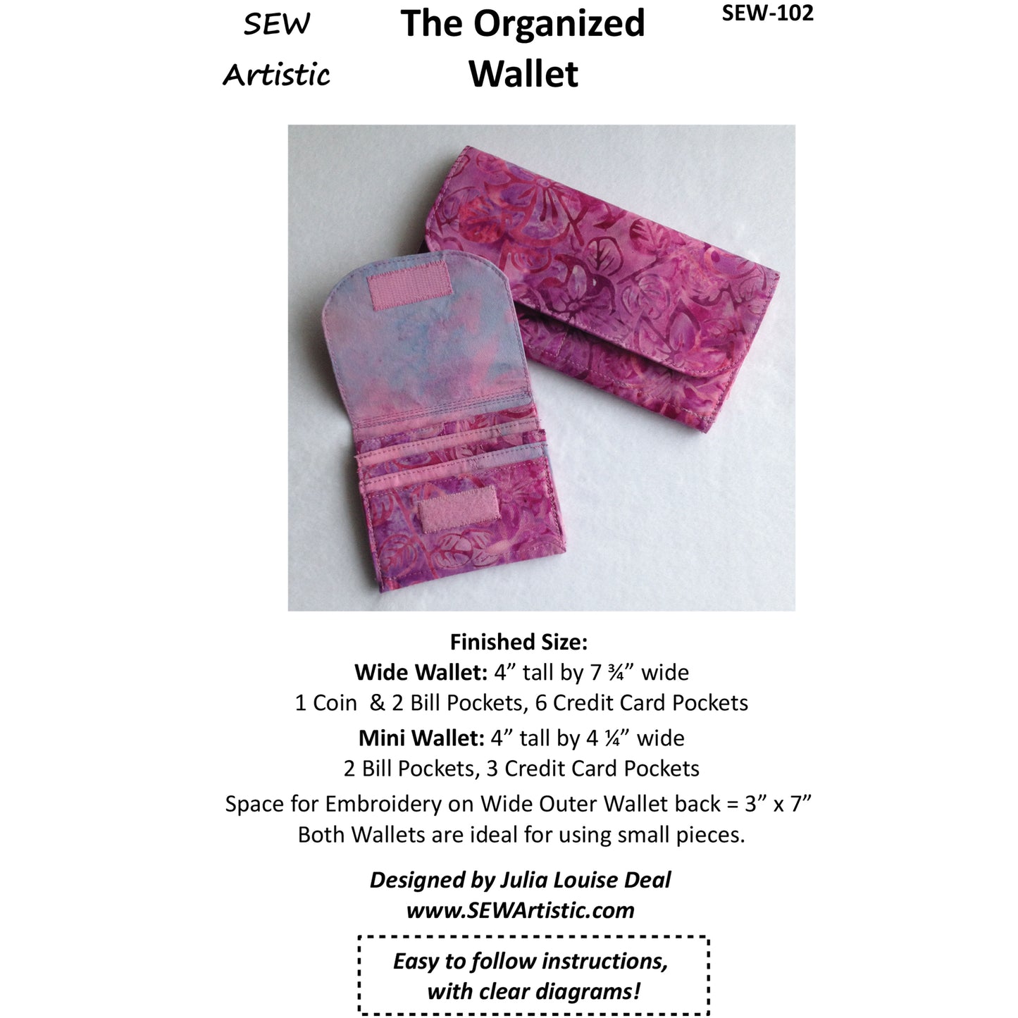 The Organized Wallet SEW-102e - Downloadable Pattern