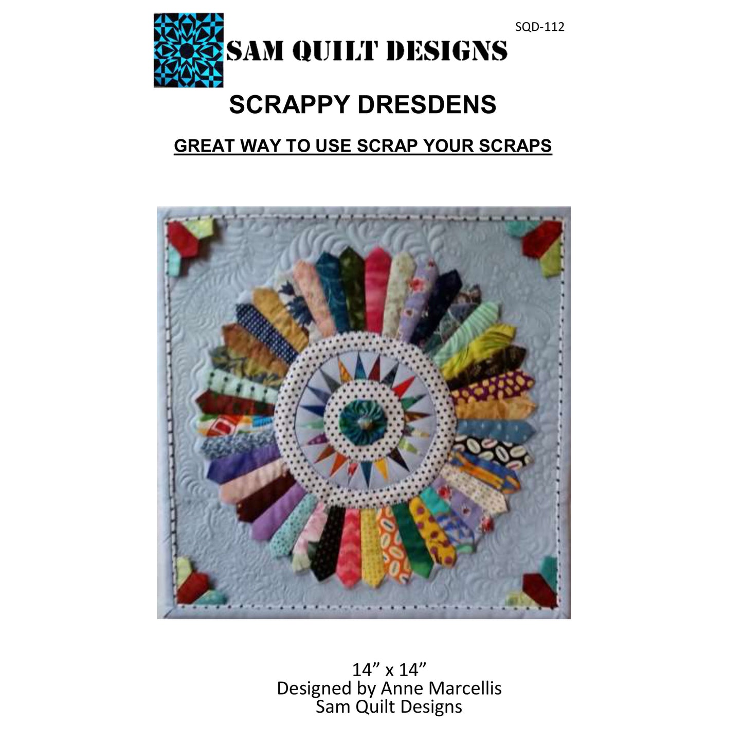 Scrappy Dresdens Quilt SQD-112e - Downloadable Pattern