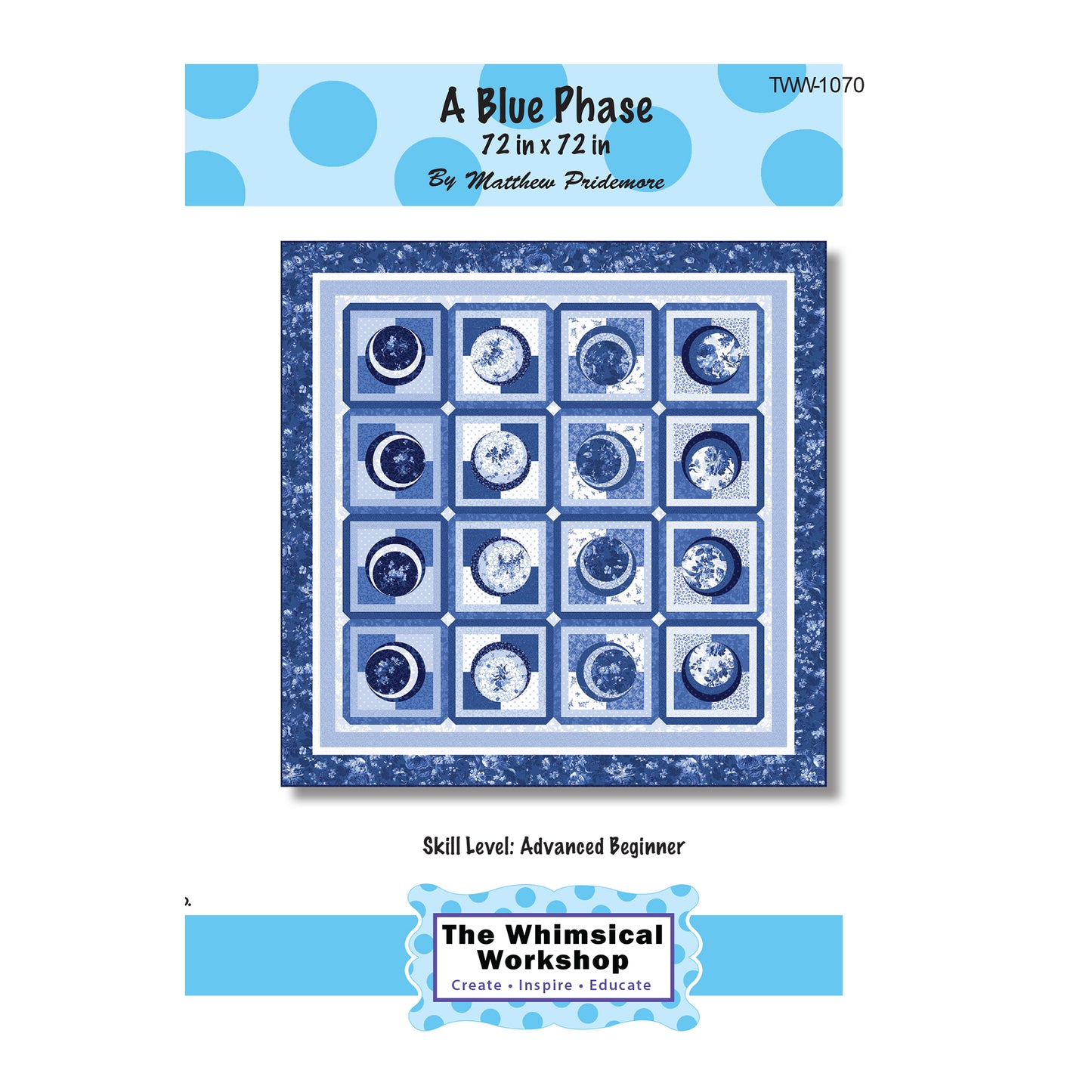 Cover image of pattern for A Blue Phase quilt.