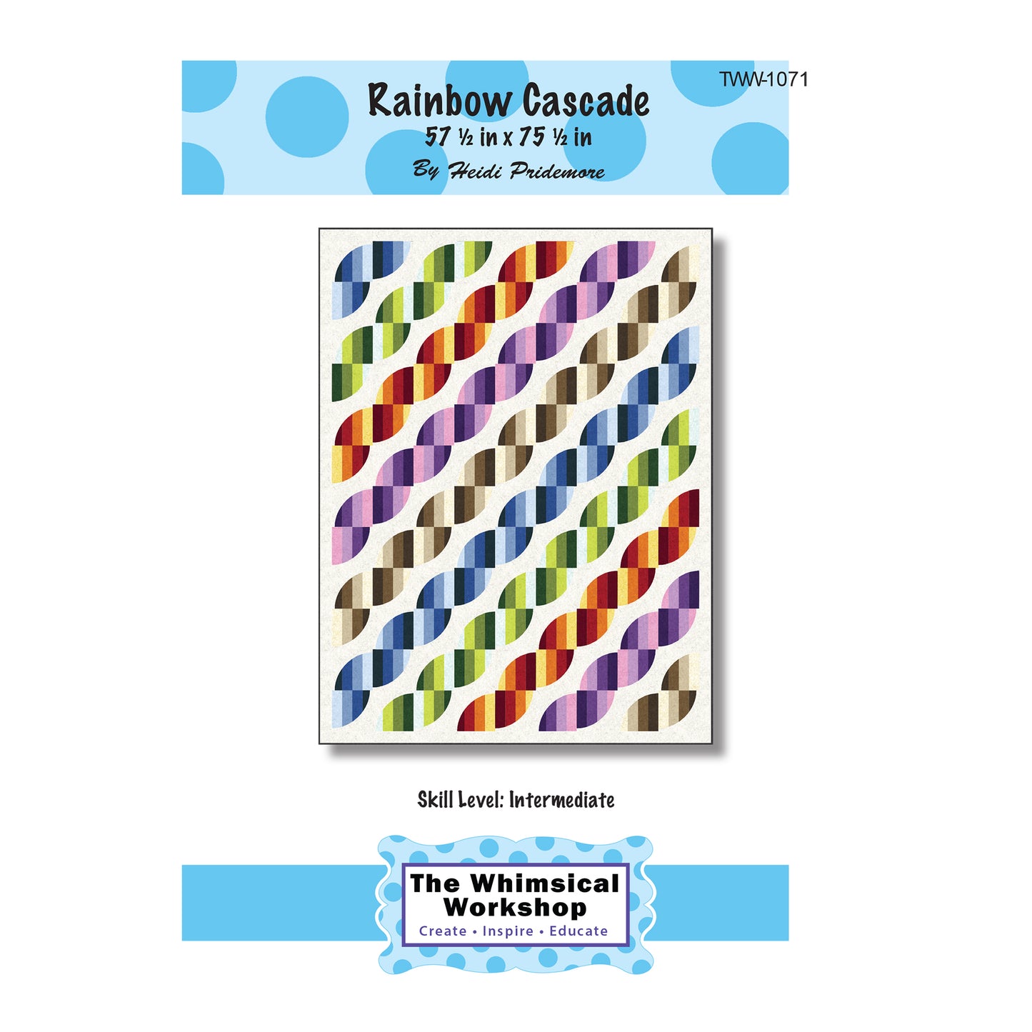 Cover image of pattern for Rainbow Cascade Quilt.