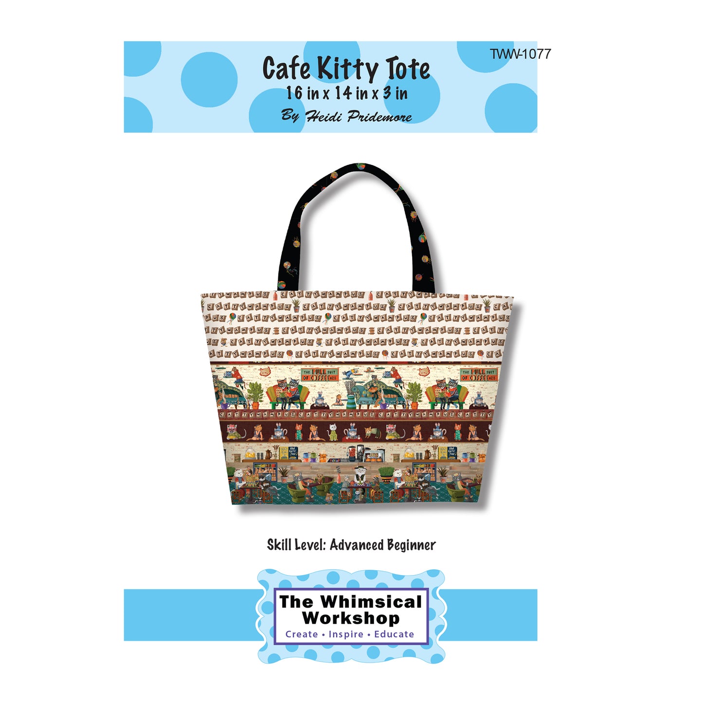 Cover image of pattern for Cafe Kitty Tote.