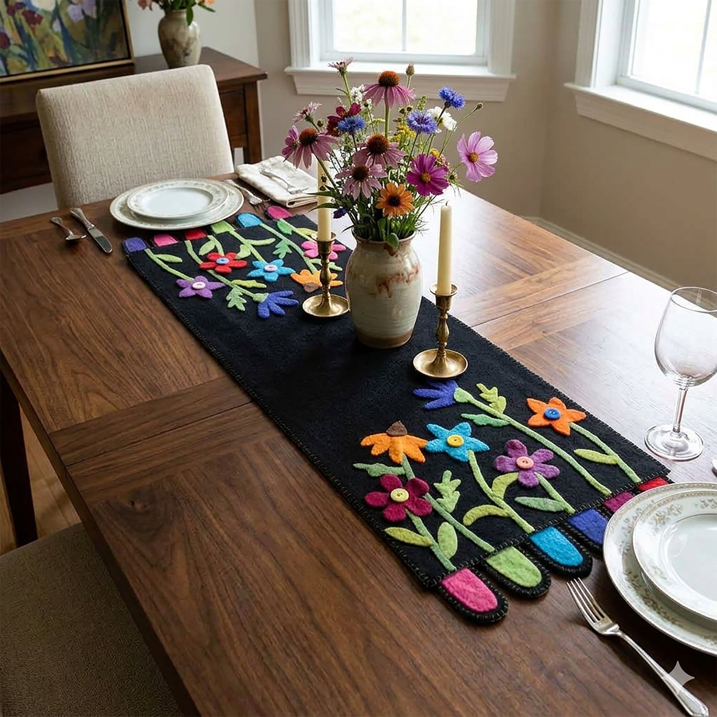 Wildflower Garden Table Runner Pattern UCQ-09 - Paper Pattern