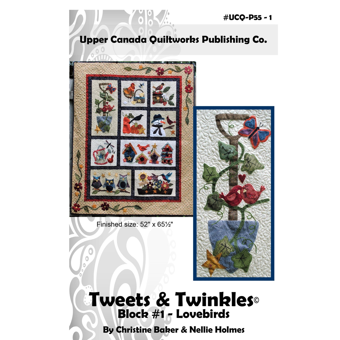 Tweets & Twinkles BOM - Lovebirds Block 1 Quilt Pattern UCQ-P551 - Paper Pattern