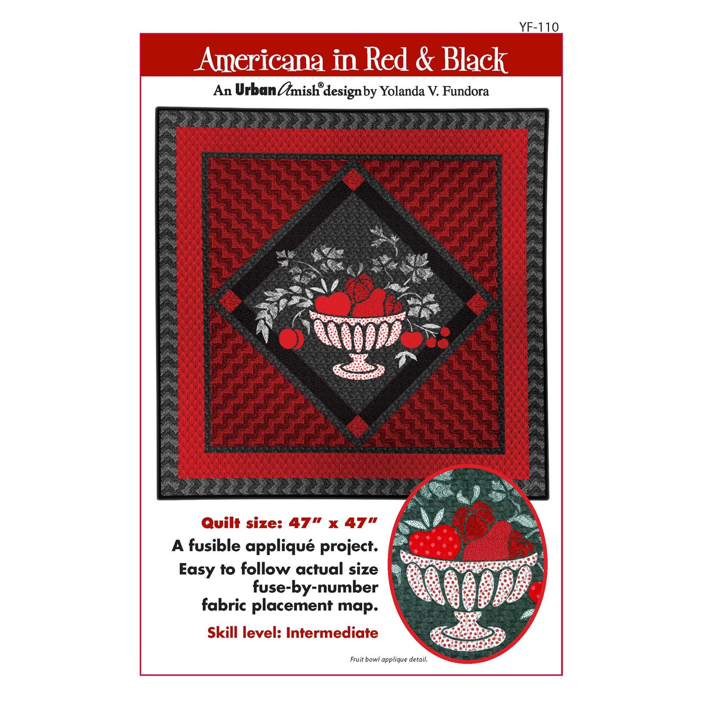 Image of the cover for the Americana in Red & Black quilt pattern.