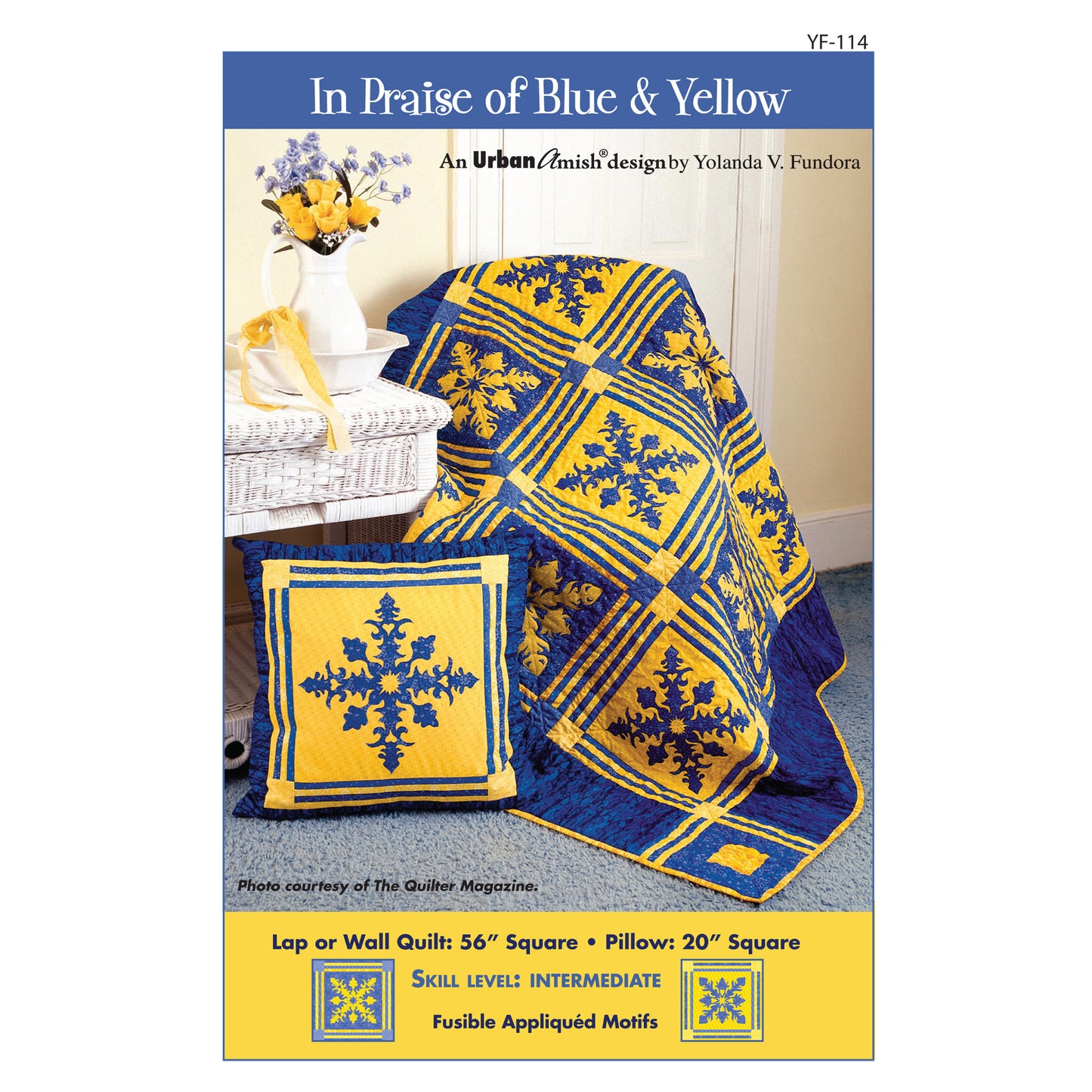 Image of the cover for the In Praise of Blue & Yellow quilt pattern.