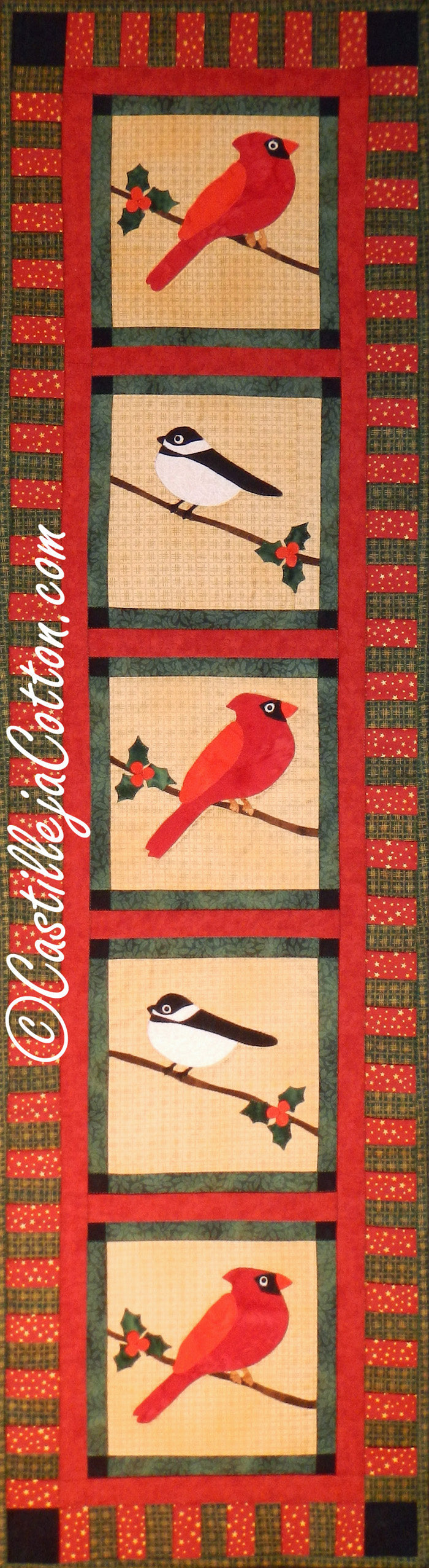 Christmas Birds Table Runner CJC-4705e - Downloadable Pattern