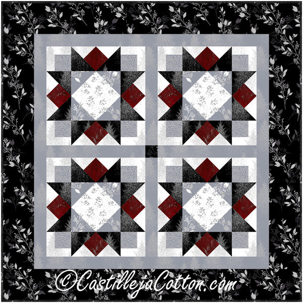Star Flower Table Mat or Wall Hanging Quilt CJC-50773e - Downloadable Pattern