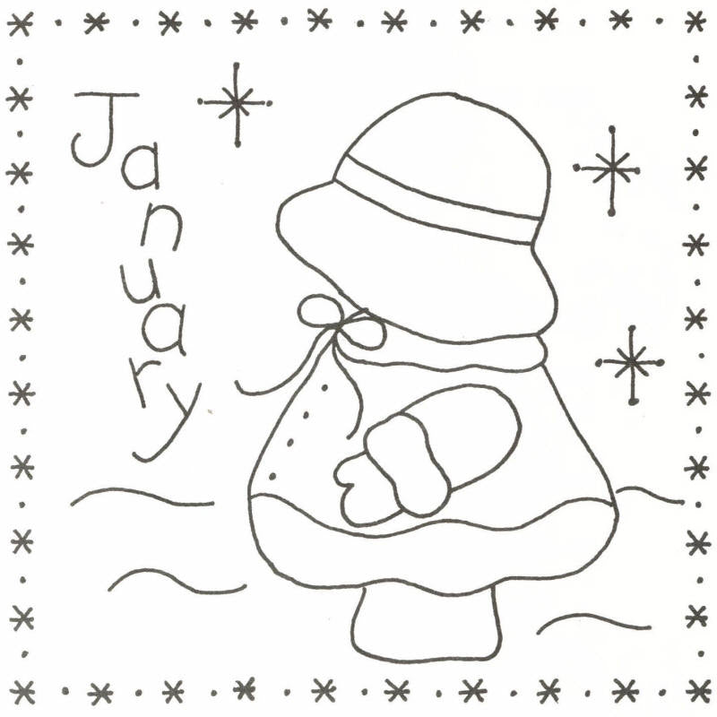Sunbonnet Sue BOM - January Stitchery LQC-S1e - Downloadable Pattern