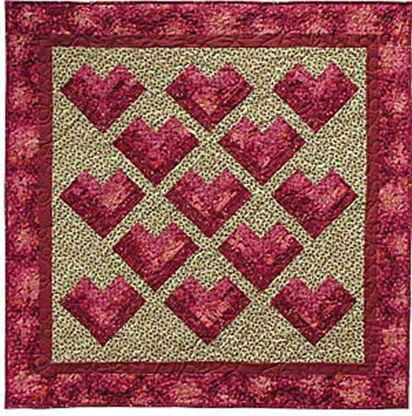 Hearts Quilt Pattern - Straight to the Point Series QW-02 - Paper Pattern