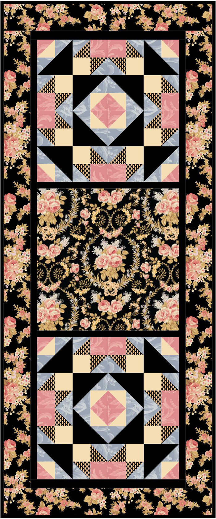 Crown of Roses Quilt TL-38e - Downloadable Pattern