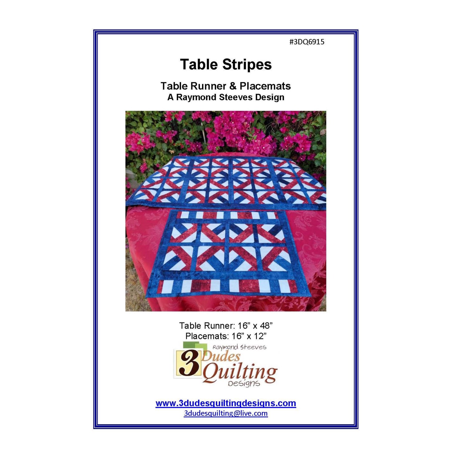 Image of the cover for the Table Stripes Table Runner & Placemats pattern by 3 Dudes Quilting Designs.