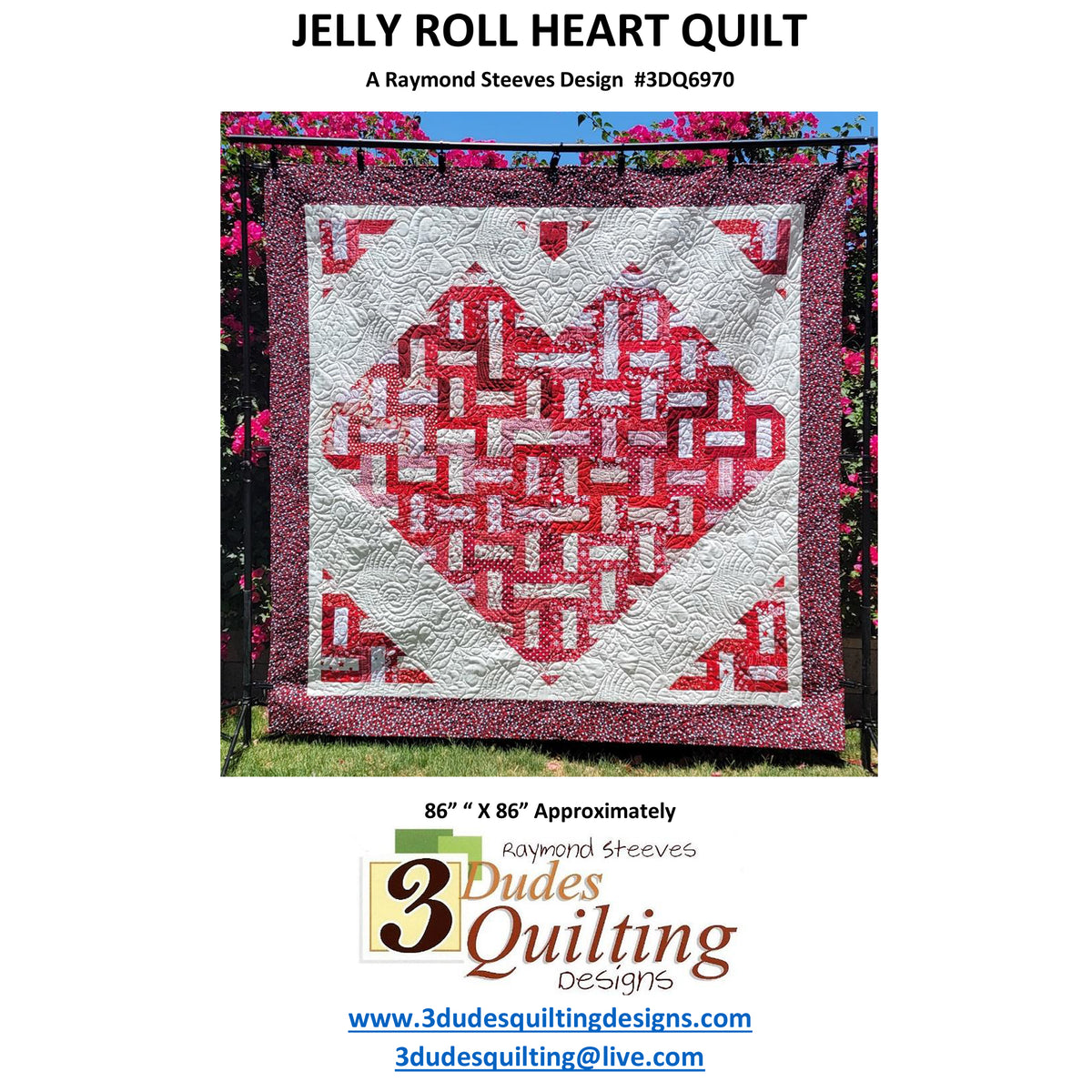Jelly Roll Heart Quilt Pattern 3DQ-6970 - Paper Pattern