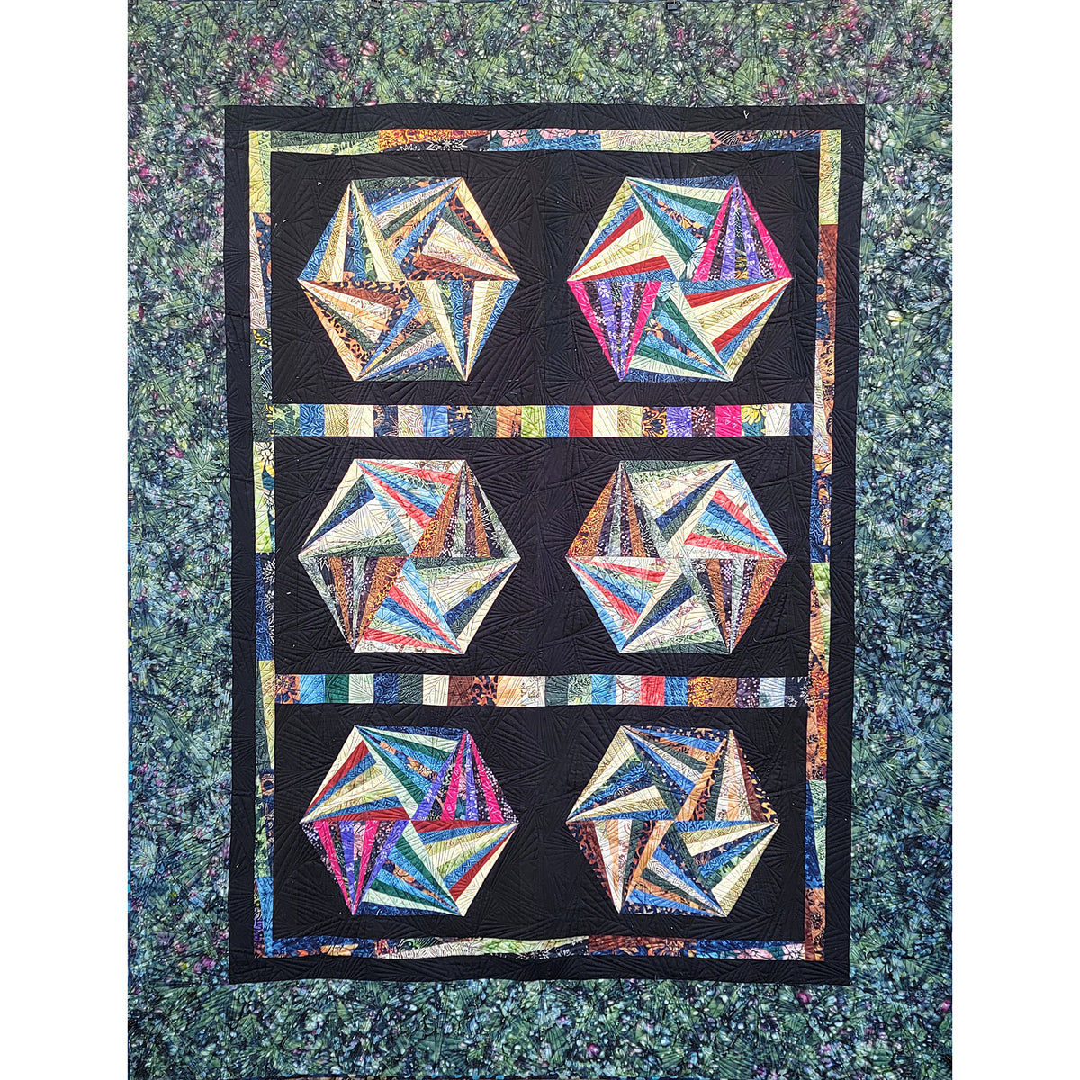 Striped 60 Degree Triangles Quilt Pattern 3DQ-6973w - Wholesale Product
