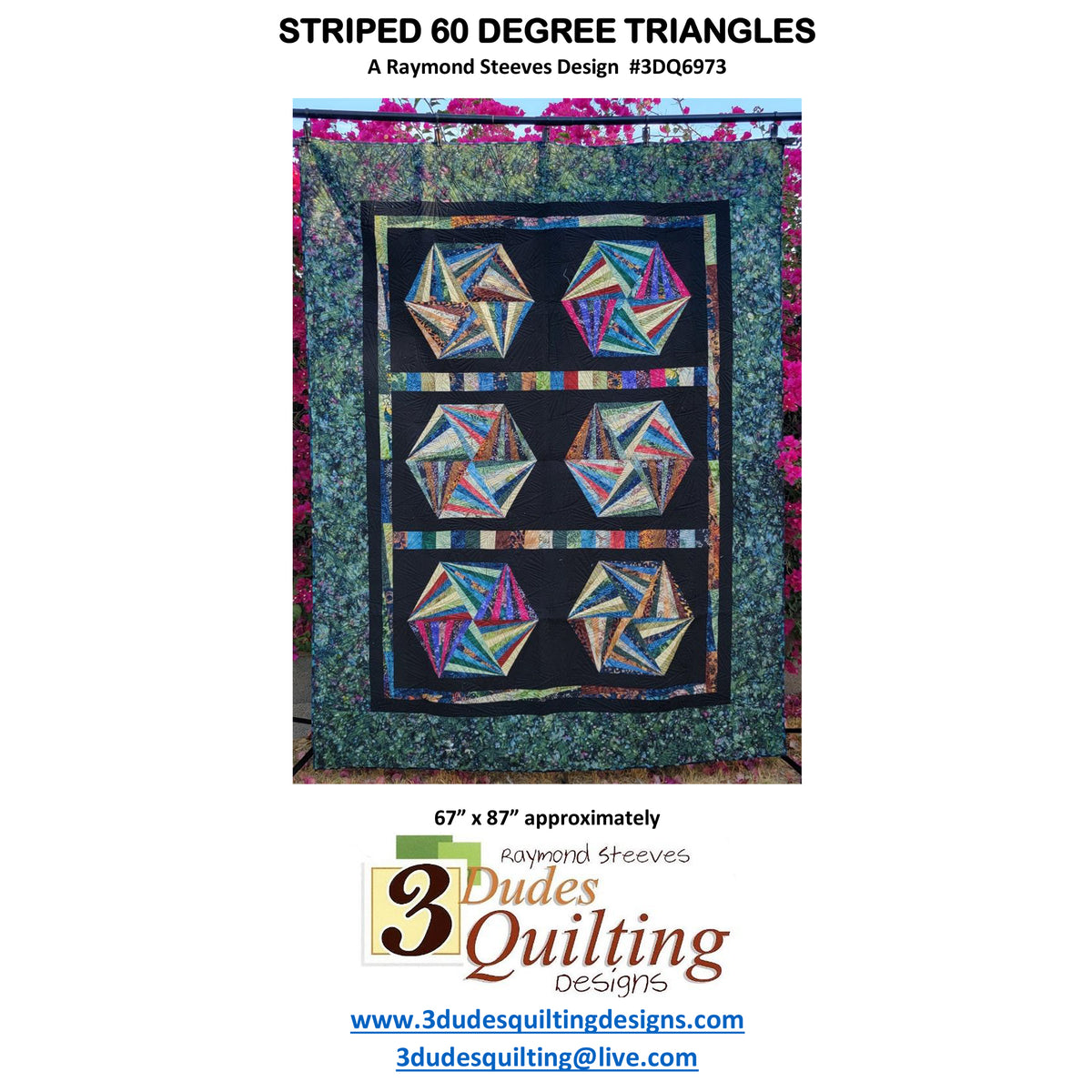 Striped 60 Degree Triangles Quilt Pattern 3DQ-6973w - Wholesale Product