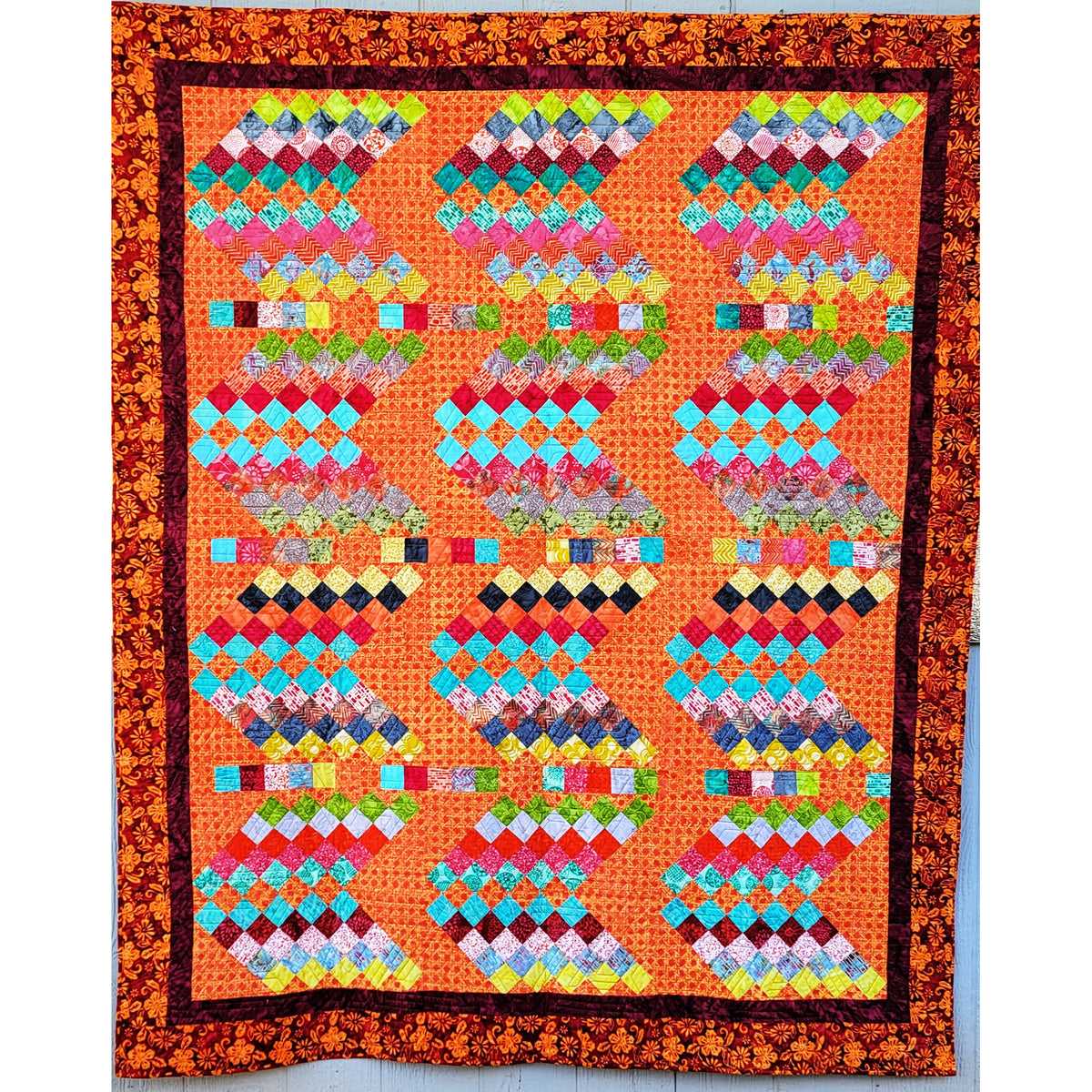 Jelly Roll Squares on Point Quilt Pattern 3DQ-6980w - Wholesale Product