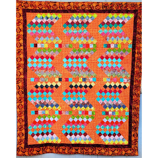 Jelly Roll Squares on Point Quilt Pattern 3DQ-6980 - Paper Pattern