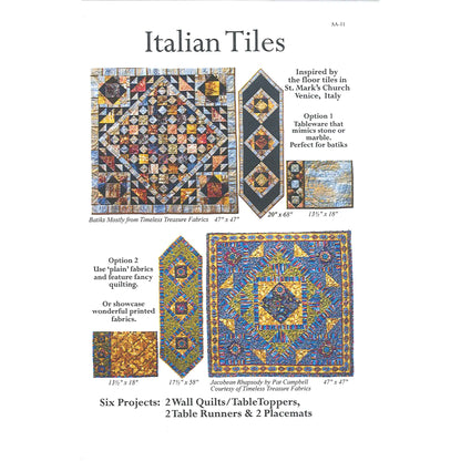 Advertisement for Italian Tile designs with quilt patterns inspired by St. Mark's Church, Venice, Italy.