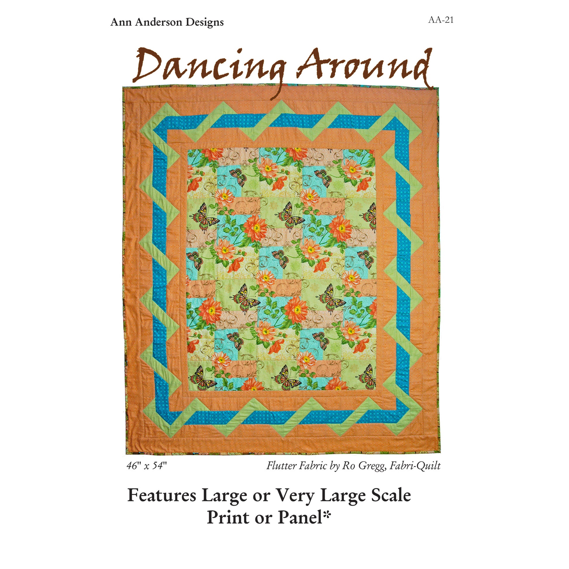 Image of the Dancing Around quilt pattern by Ann Anderson cover with a colorful quilt design.