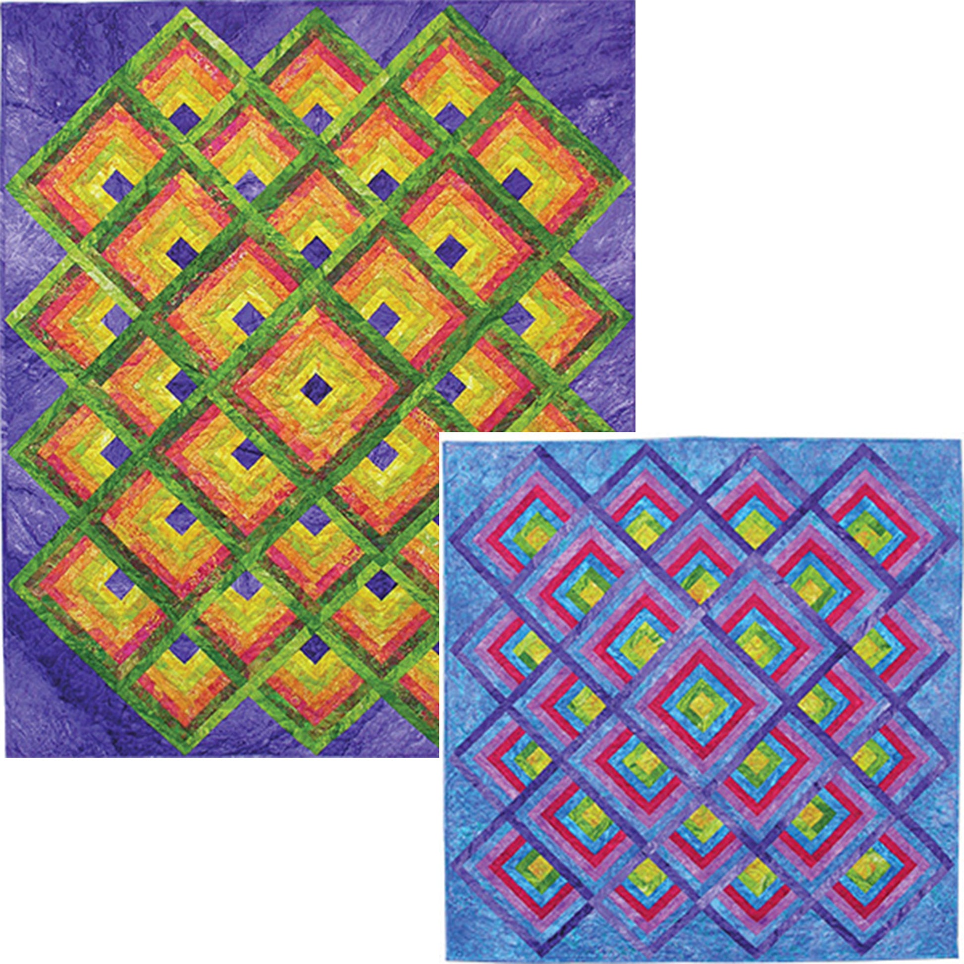 Image of two quilts made using the Rippling Logs quilt pattern by Ann Anderson.