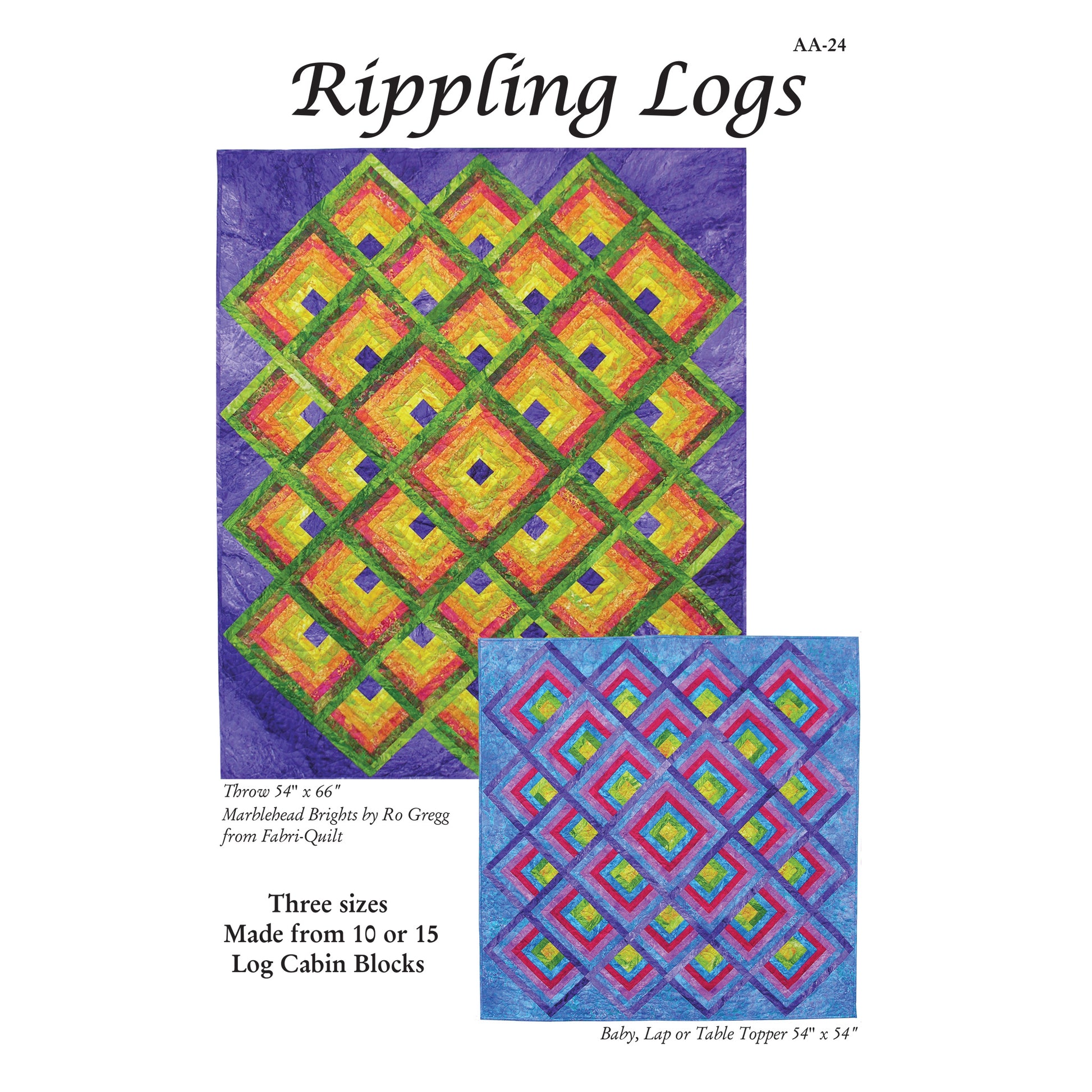 Cover image for the Rippling Logs quilt pattern by Ann Anderson.