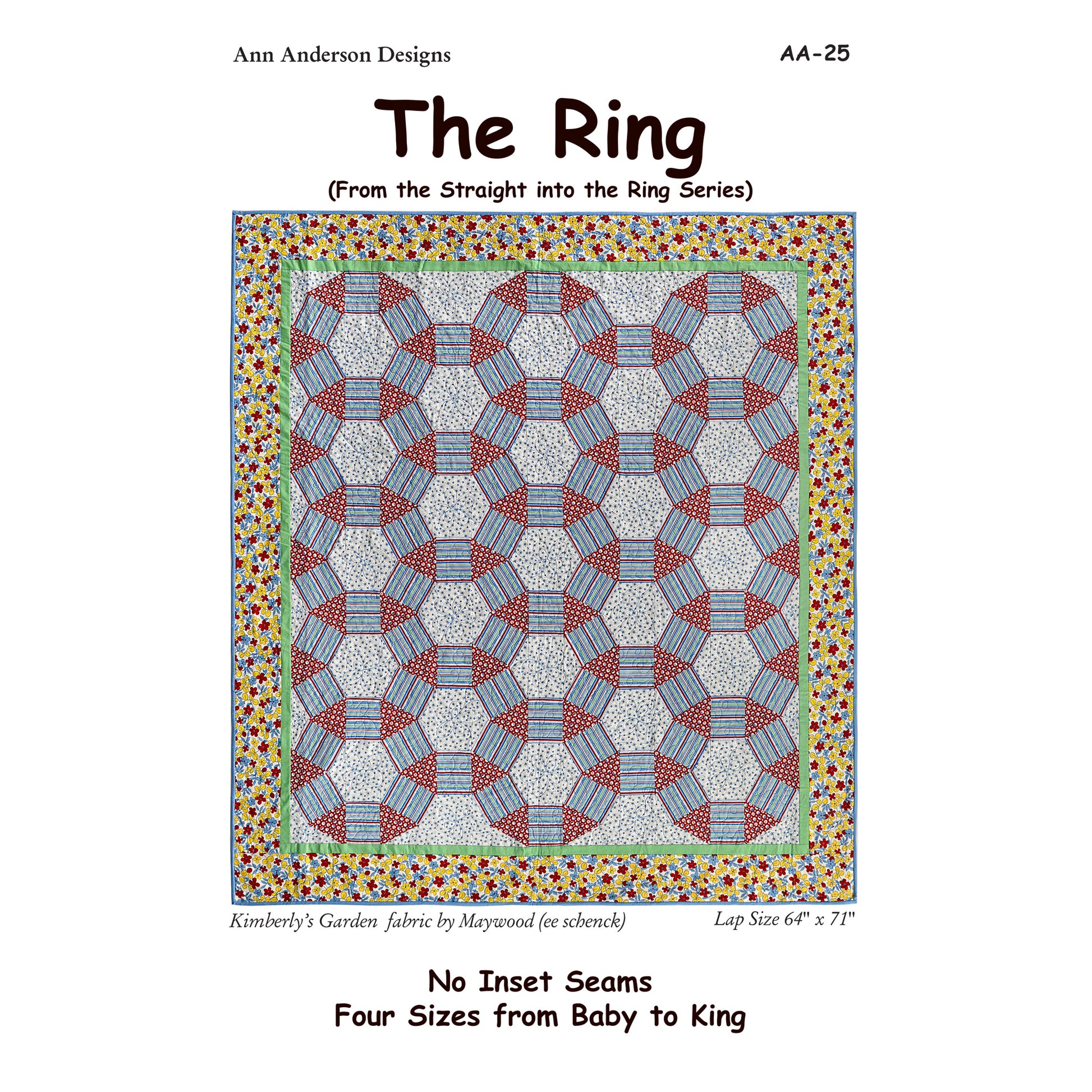Quilt pattern cover titled 'The Ring' by Ann Anderson Designs on a white background.