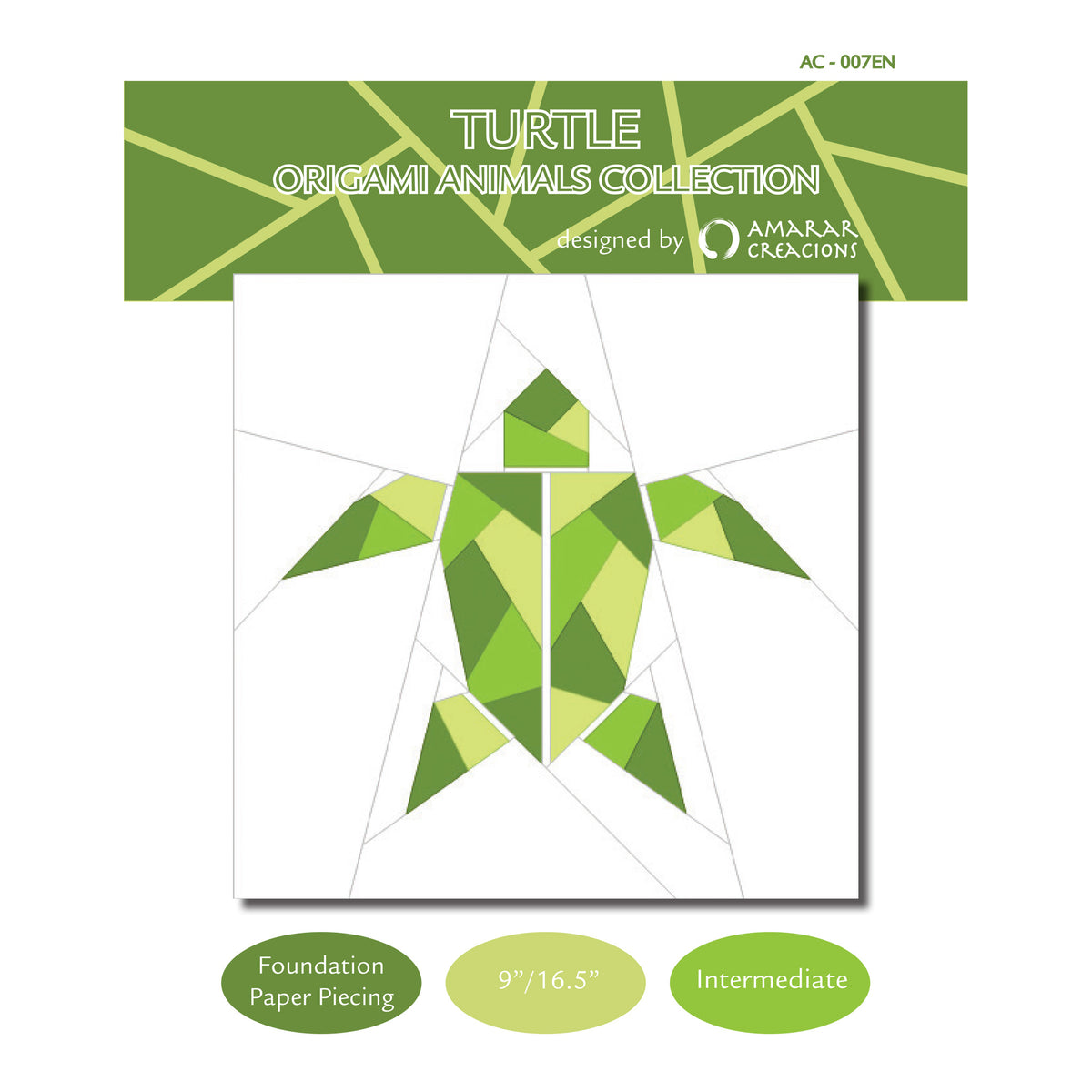 Turtle - Origami Animals Collection Block Pattern AC-007ENe - Downloadable Pattern