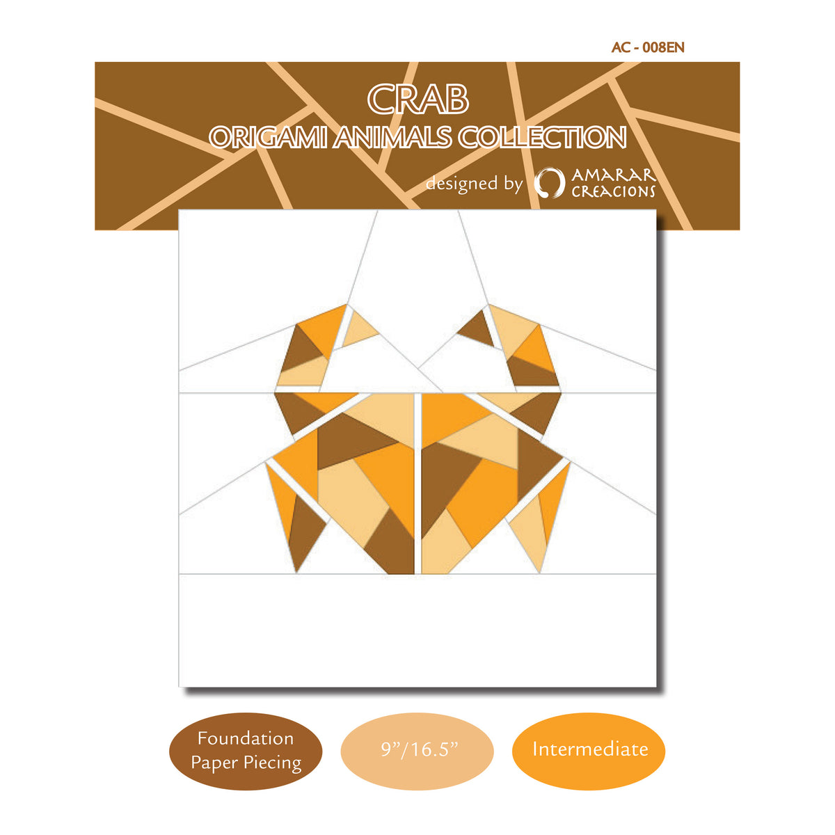 Crab - Origami Animals Collection Block AC-008ENe - Downloadable Pattern