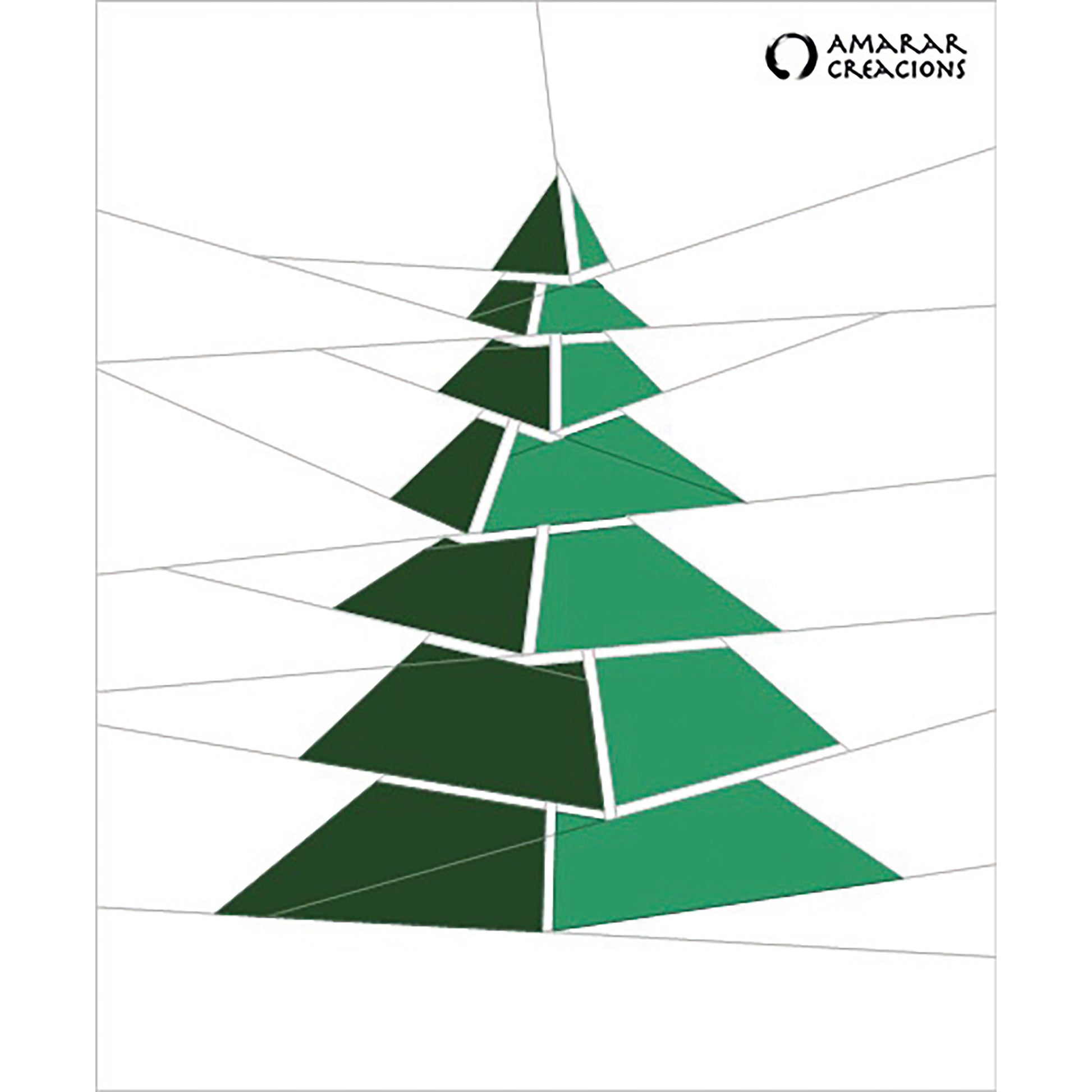 Fun quilt block features a blocky Pine Tree looking like it's stacked with rotating levels.