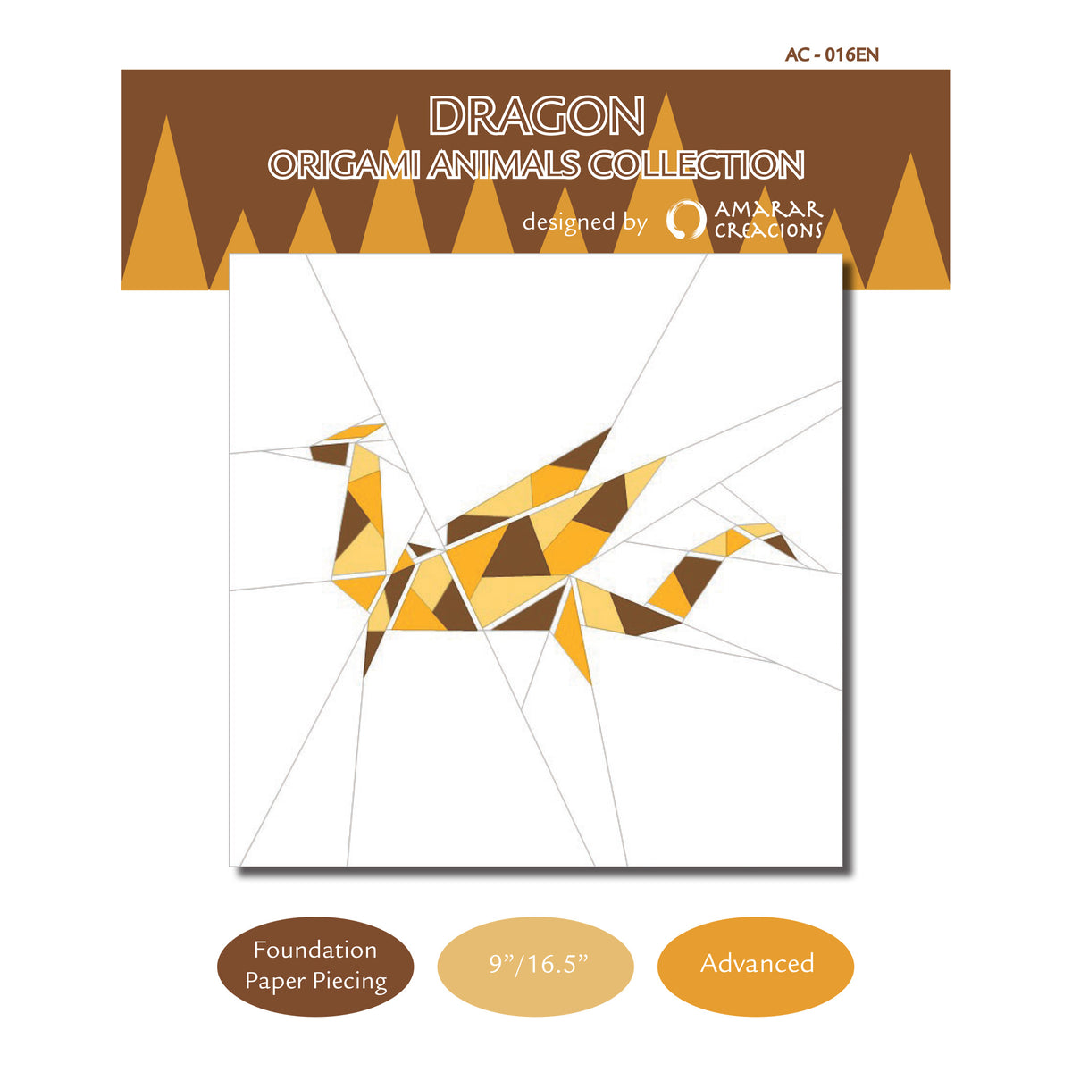 Dragon - Origami Mythological Animals Collection Block AC-016ENe - Downloadable Pattern