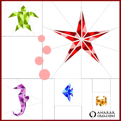Marine Series- Origami Animals Collection 6 Block AC-G01ENe - Downloadable Pattern
