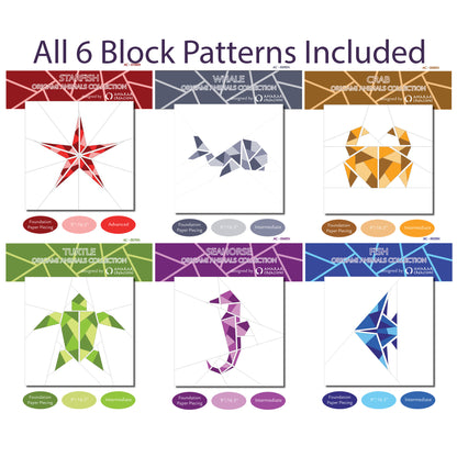 Marine Series- Origami Animals Collection 6 Block AC-G01ENe - Downloadable Pattern