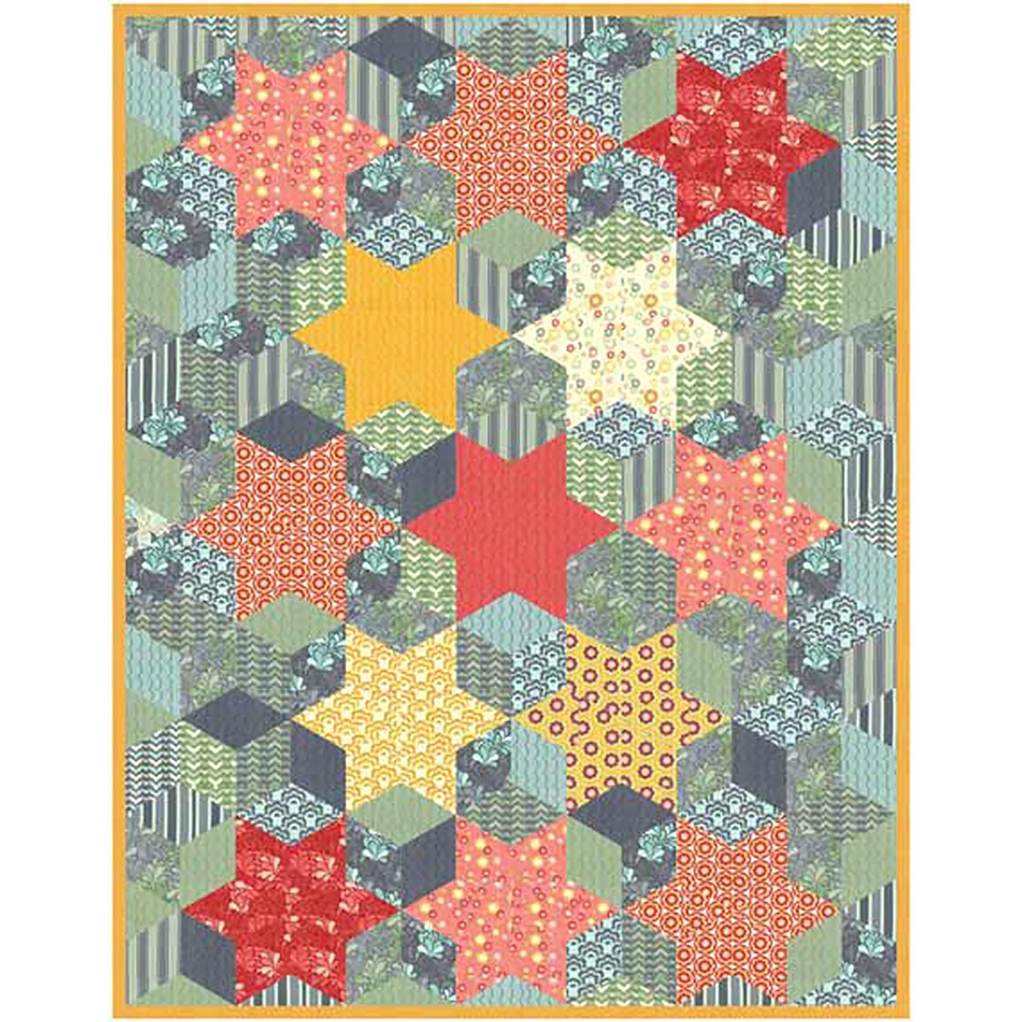 A sea of giant star fish playing across this quilt 