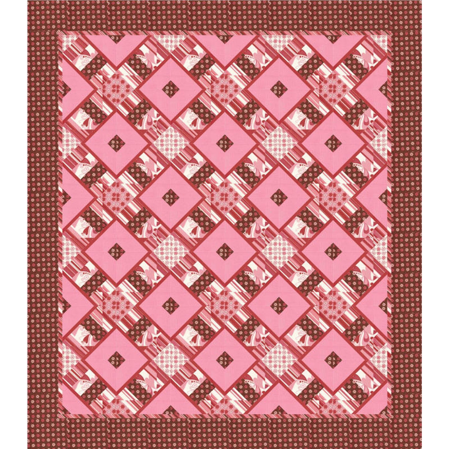 Chocolate Cherry Kiss Quilt AEQ-28e - Downloadable Pattern