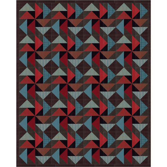 Fun quilt features flying geese in a circle creating fun effects including a friendship star in the middle of each block.