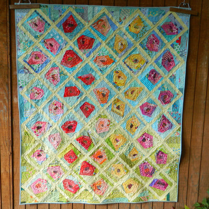 Wonky Rose Garden Quilt AEQ-73e - Downloadable Pattern