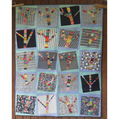 Yarn Bomb Trees Quilt AEQ-80e - Downloadable Pattern