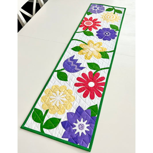 Flower Garden Table Runner AQ-137e - Downloadable Pattern