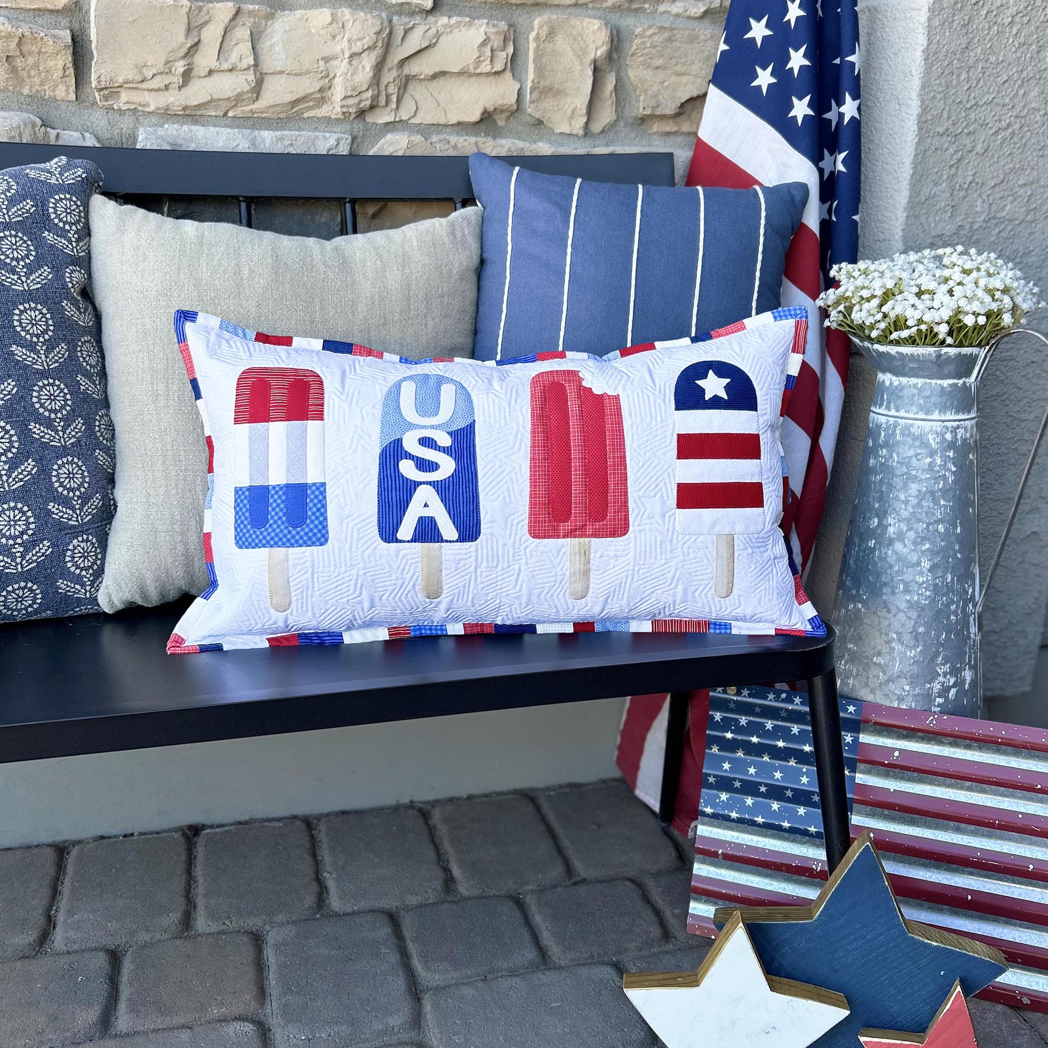 Red, White & Blue Popsicles Pillow AQ-140e - Downloadable Pattern ...